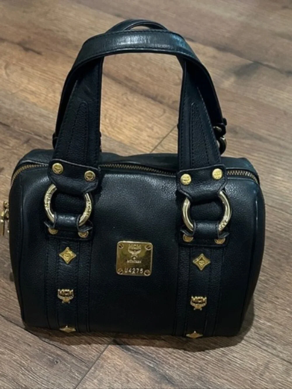 MCM Black Mini Leather Barrel Bag with Gold Hardware With COA - Picture 1 of 5
